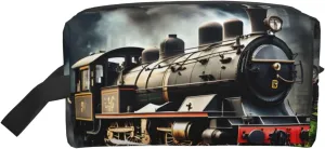 Steam Locomotive Train Print Large Capacity Zippered Storage Bag Travel Cosmetic Organizer for Toiletries Makeup