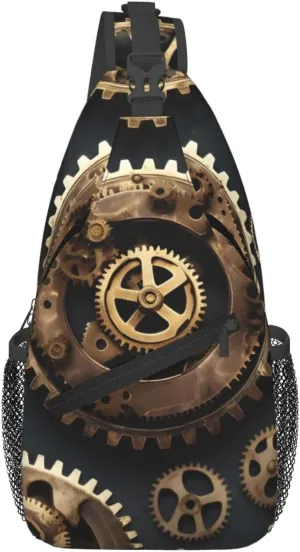 Steampunk Gears print Crossbody bag, outdoor bag, casual bag, fashionable travel accessories fit everyone