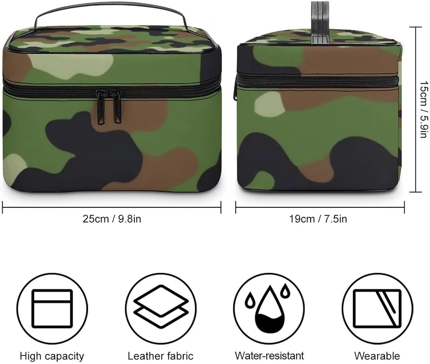 Stylish Cosmetic Bag for Women, Travel Toiletry Storage Bag with with Zipper Pouch Cool Camo Military Camouflage Makeup Organizer Case