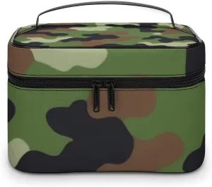 Stylish Cosmetic Bag for Women, Travel Toiletry Storage Bag with with Zipper Pouch Cool Camo Military Camouflage Makeup Organizer Case