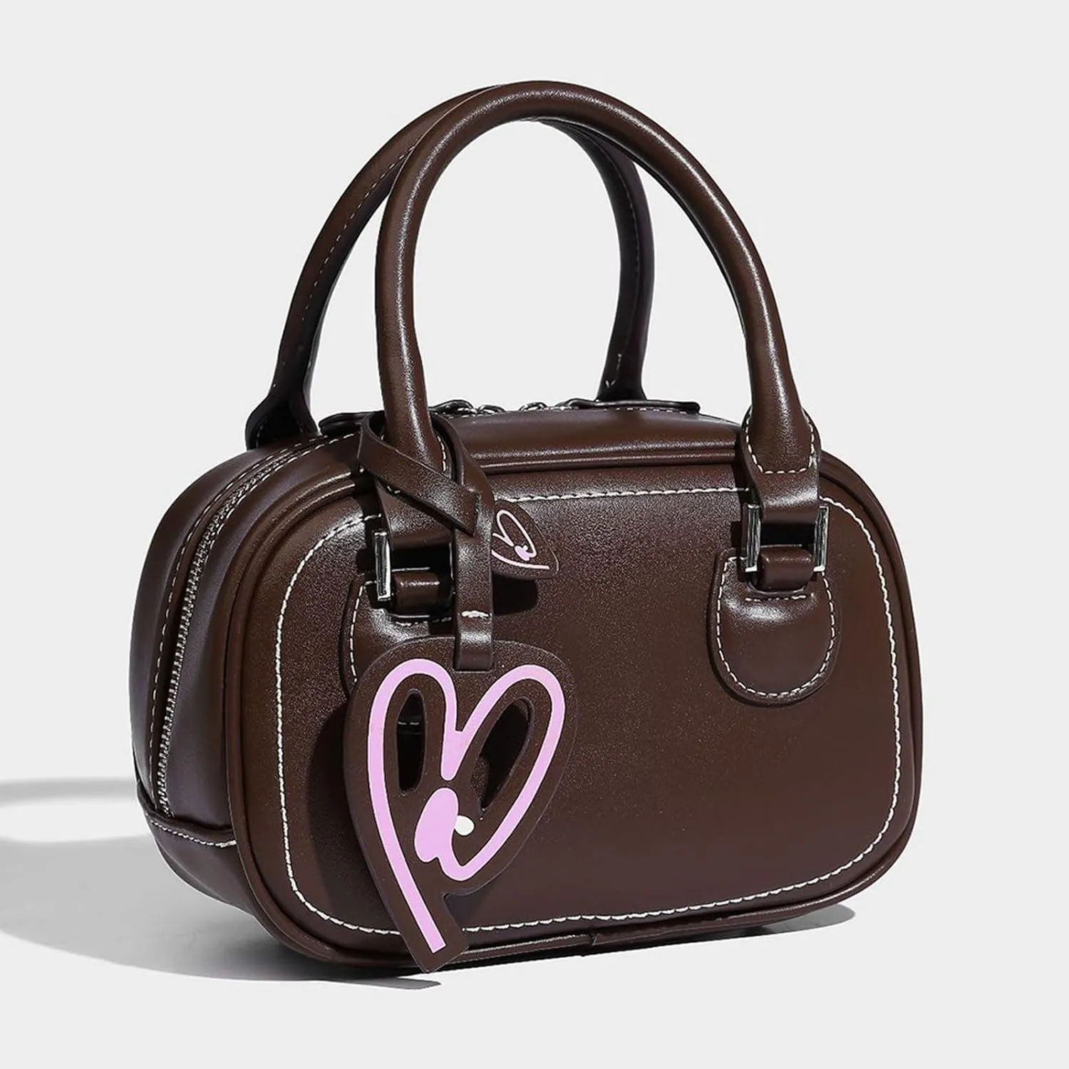 Stylish PU Leather Women's Bowling Bag - Fashionable Shoulder & Crossbody Handbag for Autumn/Winter Shopping