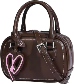 Stylish PU Leather Women's Bowling Bag - Fashionable Shoulder & Crossbody Handbag for Autumn/Winter Shopping
