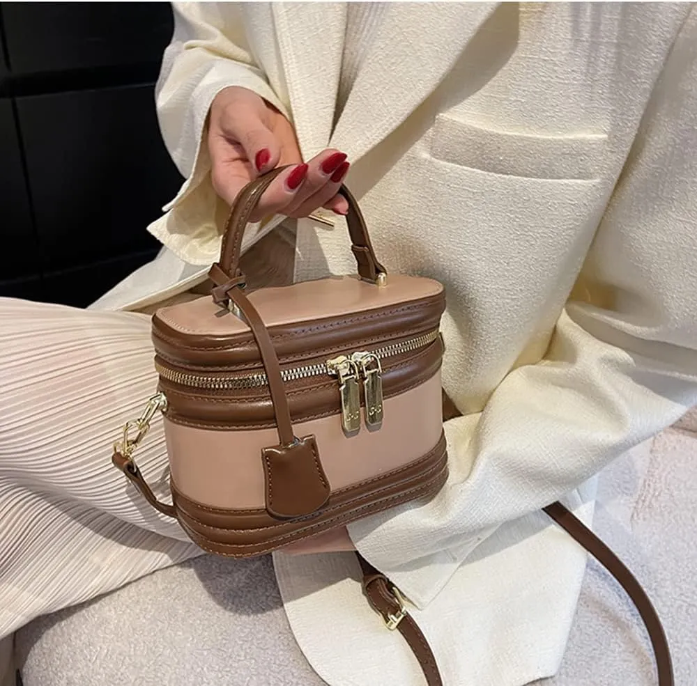 Stylish Women’s Retro Leather Bucket Satchel Crossbody Bag - White Fashion Tote Handbag