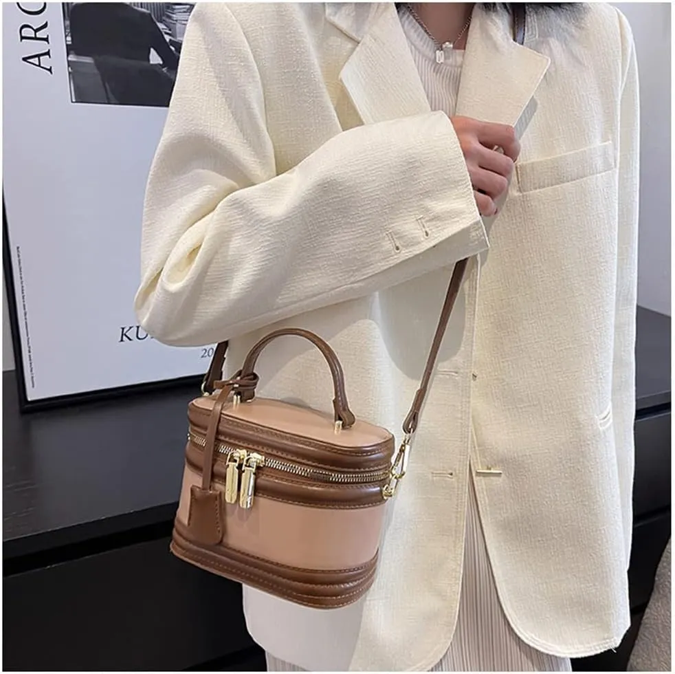 Stylish Women’s Retro Leather Bucket Satchel Crossbody Bag - White Fashion Tote Handbag