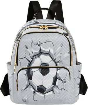 SUABO Fracture Wall Football Fashion Backpack Purse Ladies Fashion Rucksack Travel Shoulder Bag Casual Daily Backpack