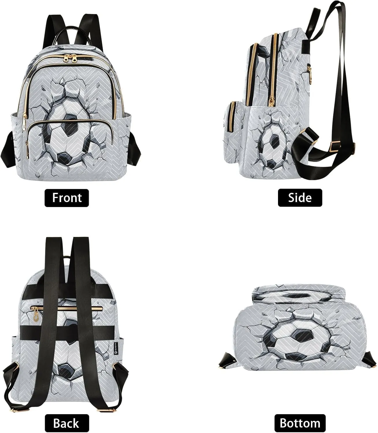 SUABO Fracture Wall Football Fashion Backpack Purse Ladies Fashion Rucksack Travel Shoulder Bag Casual Daily Backpack