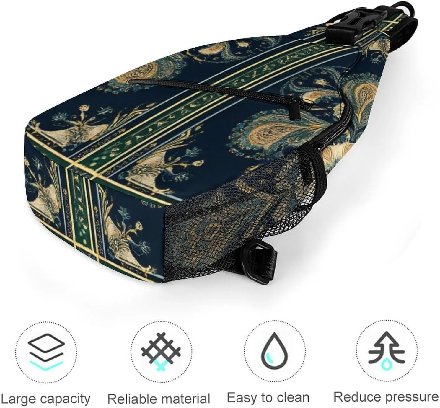 Supdreamc Men & Women Gym Crossbody Sack Satchel Outdoor Hiking Bag, Boho Vintage Paisley Bandana Print Sling Bag Backpack Backpacking for Travel Hiking - Small Tool Backpack