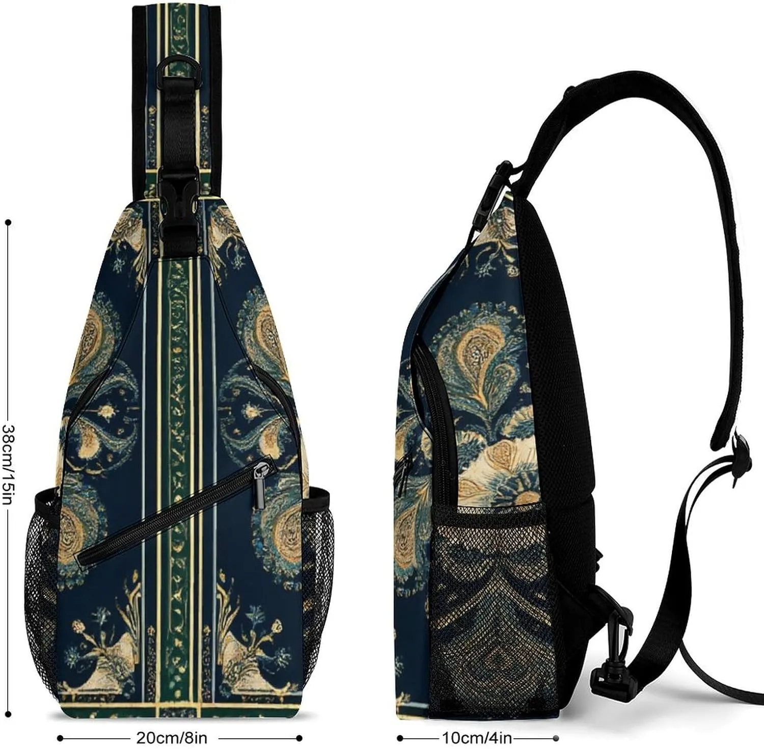 Supdreamc Men & Women Gym Crossbody Sack Satchel Outdoor Hiking Bag, Boho Vintage Paisley Bandana Print Sling Bag Backpack Backpacking for Travel Hiking - Small Tool Backpack