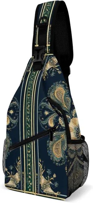 Supdreamc Men & Women Gym Crossbody Sack Satchel Outdoor Hiking Bag, Boho Vintage Paisley Bandana Print Sling Bag Backpack Backpacking for Travel Hiking - Small Tool Backpack