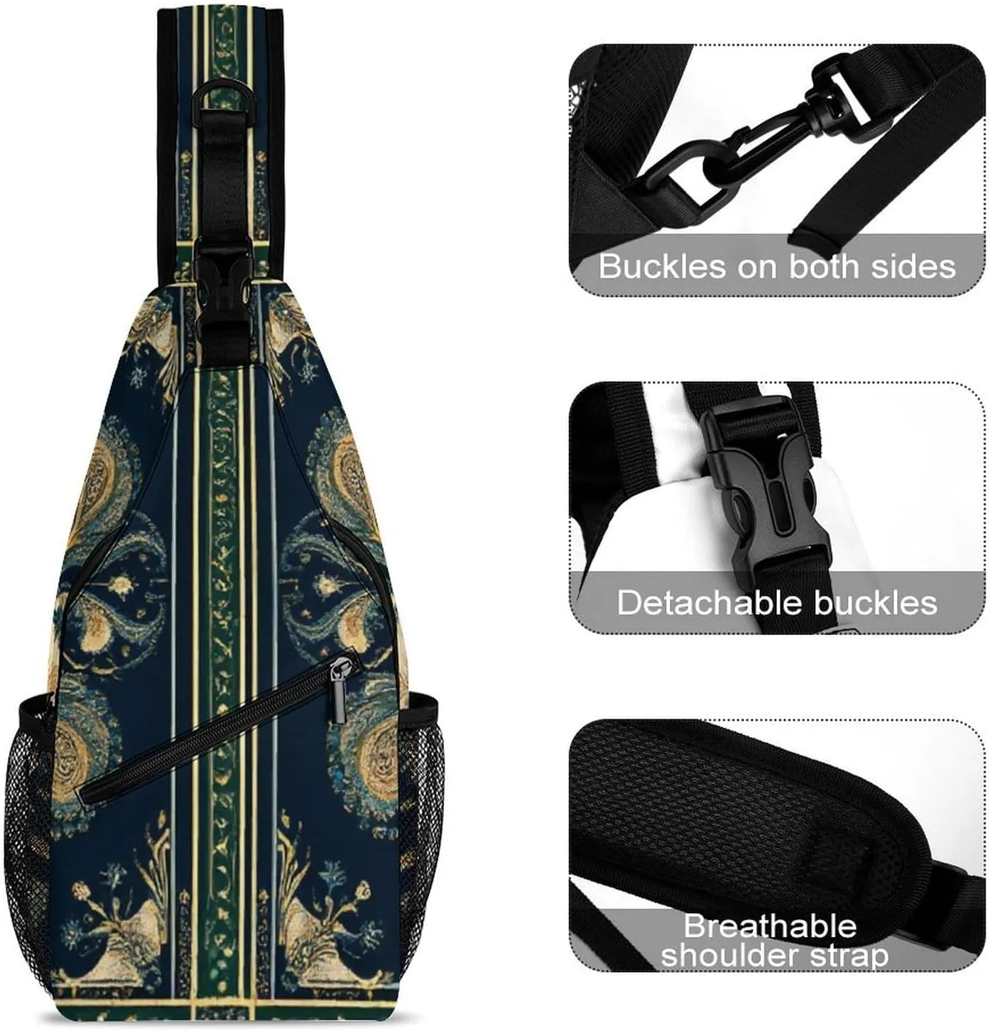 Supdreamc Men & Women Gym Crossbody Sack Satchel Outdoor Hiking Bag, Boho Vintage Paisley Bandana Print Sling Bag Backpack Backpacking for Travel Hiking - Small Tool Backpack