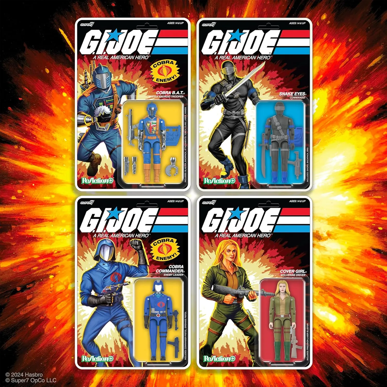 Super7 Reaction  G.I. Joe Snake Eyes (Comic) - 3.75" G.I. Joe Action Figure with Accessories Classic Cartoon Collectibles and Retro Toys