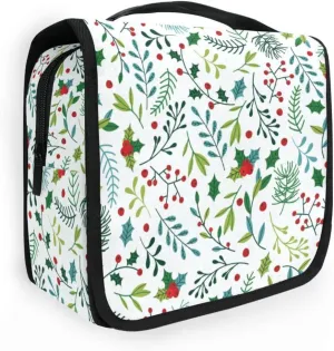 susiyo Blue and Green Spruce Branches Portable Hanging Travel Toiletry Bag Makeup Pouch Organizer Multifunction Cosmetic Bag for Women Girls Men