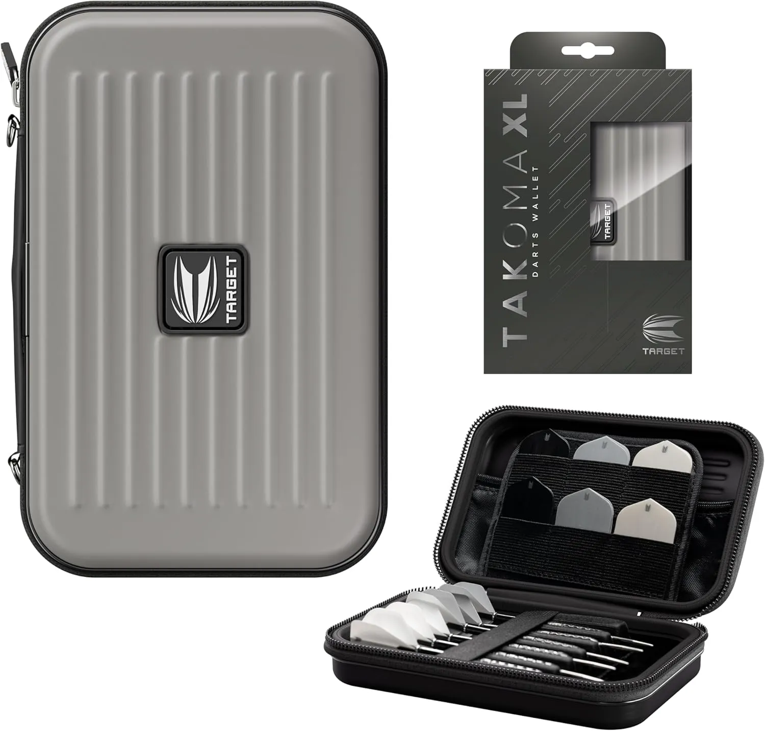 TARGET Takoma XL Darts Wallet, Grey - Darts Case Holds 6, EVA Dart Holder with Double Zip Lock Inner Pouches