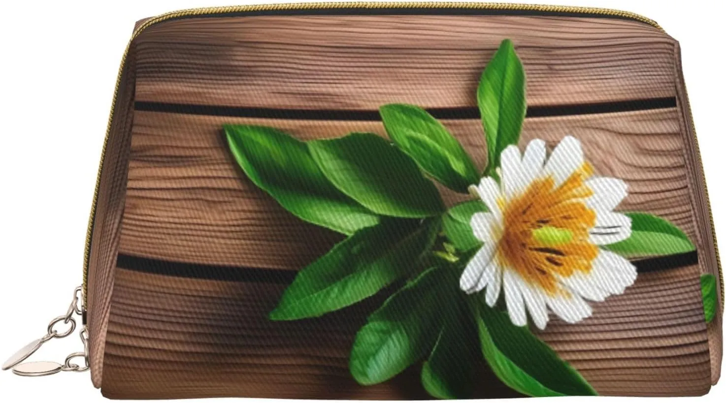 Teal Flower On Plank Travel Toiletry Bag,Makeup Bag For Purse Travel Makeup Pouch Mini Cosmetic Bag For Women