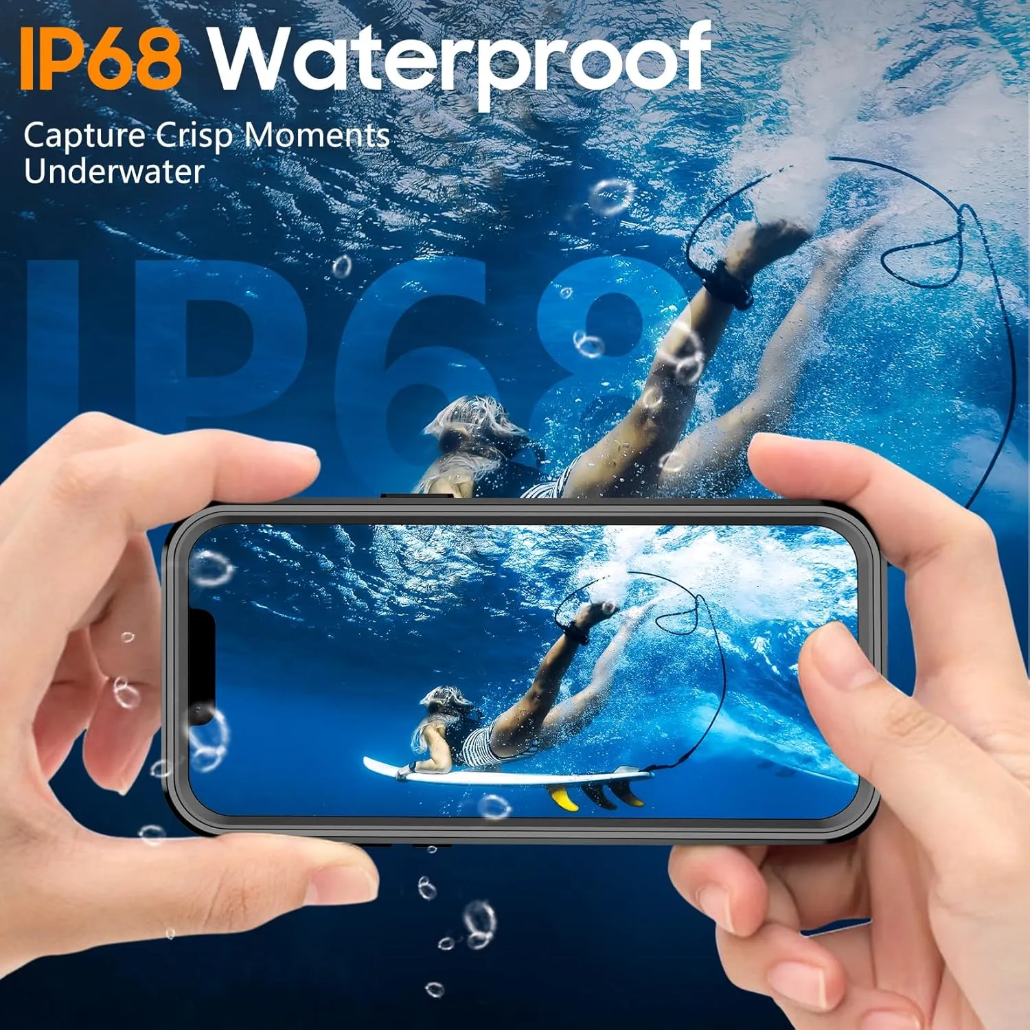Temdan Magnetic for iPhone 14 Case Waterproof [Compatible with MagSafe] [IP68 Underwater] [Built-in 9H Tempered Glass Camera Lens & Screen Protector] Full Body Shockproof Phone Case Black