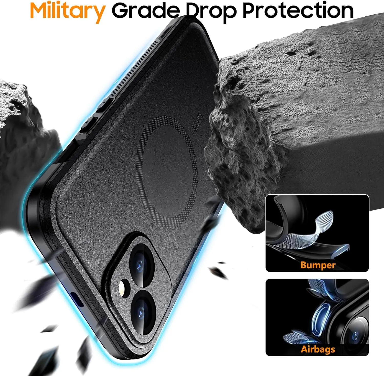 Temdan Magnetic for iPhone 14 Case Waterproof [Compatible with MagSafe] [IP68 Underwater] [Built-in 9H Tempered Glass Camera Lens & Screen Protector] Full Body Shockproof Phone Case Black