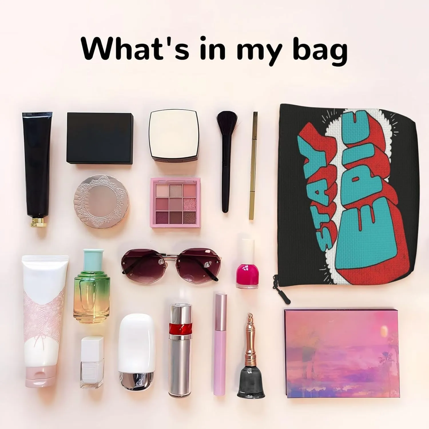 Text Series Stay Epic Makeup Bag Birthday Gift Mother'S Day Gifts Are The Internal Capacity Is Large Light And Cute Suitable For Daily Life Travel Etc