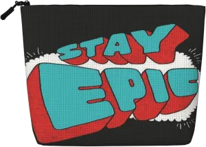 Text Series Stay Epic Makeup Bag Birthday Gift Mother'S Day Gifts Are The Internal Capacity Is Large Light And Cute Suitable For Daily Life Travel Etc