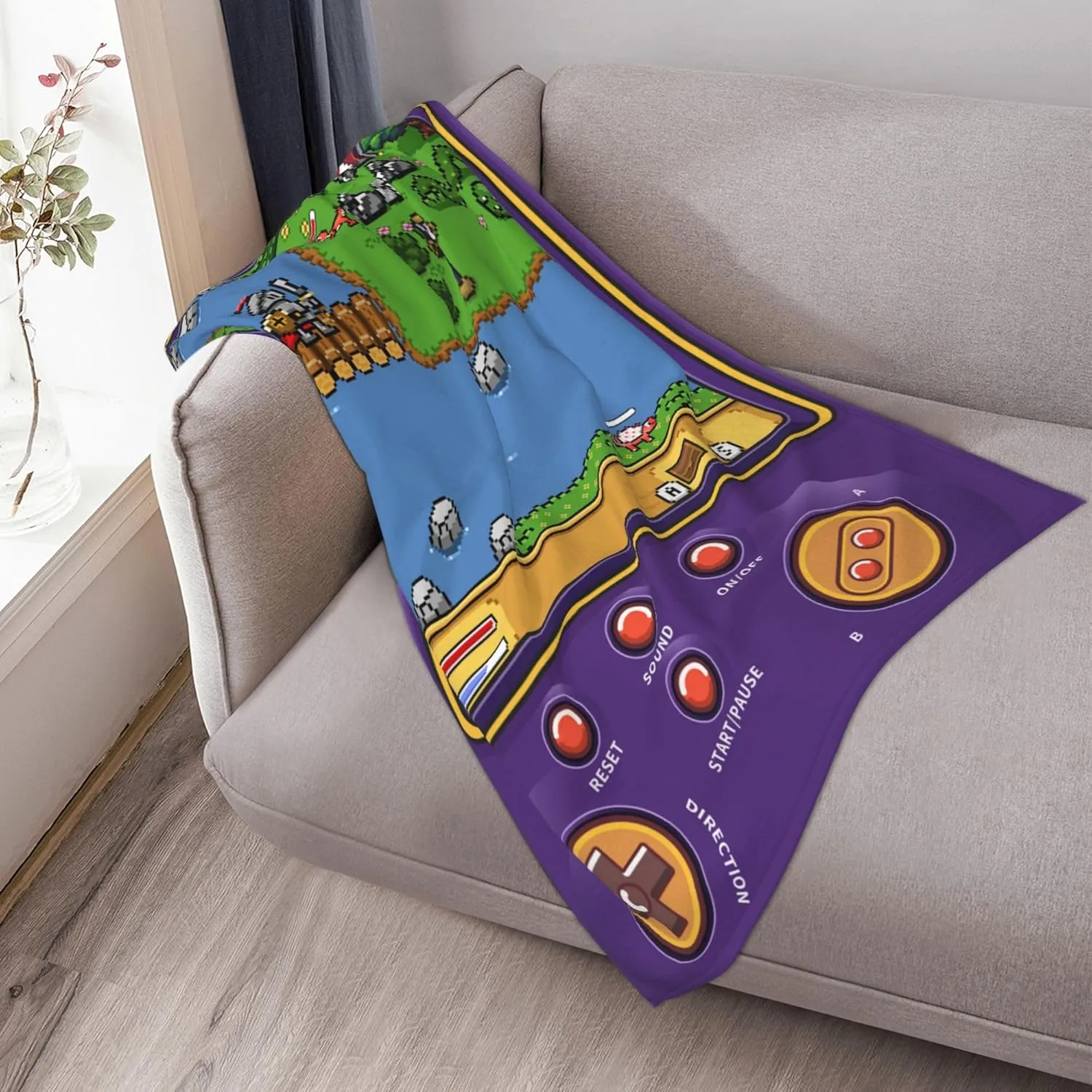 Throw Gameboy Gamer Plush Bed Blanket Lightweight Comfy Premium Flannel Warm Blanket Ultra-Soft Print Stitching Throw All Season Use S (50'x40')
