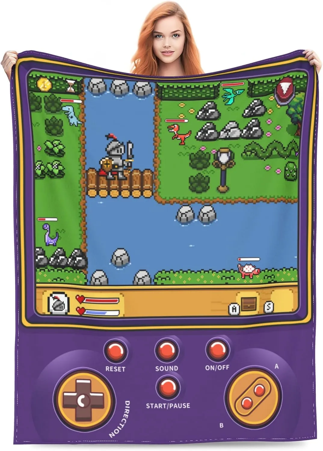 Throw Gameboy Gamer Plush Bed Blanket Lightweight Comfy Premium Flannel Warm Blanket Ultra-Soft Print Stitching Throw All Season Use S (50'x40')