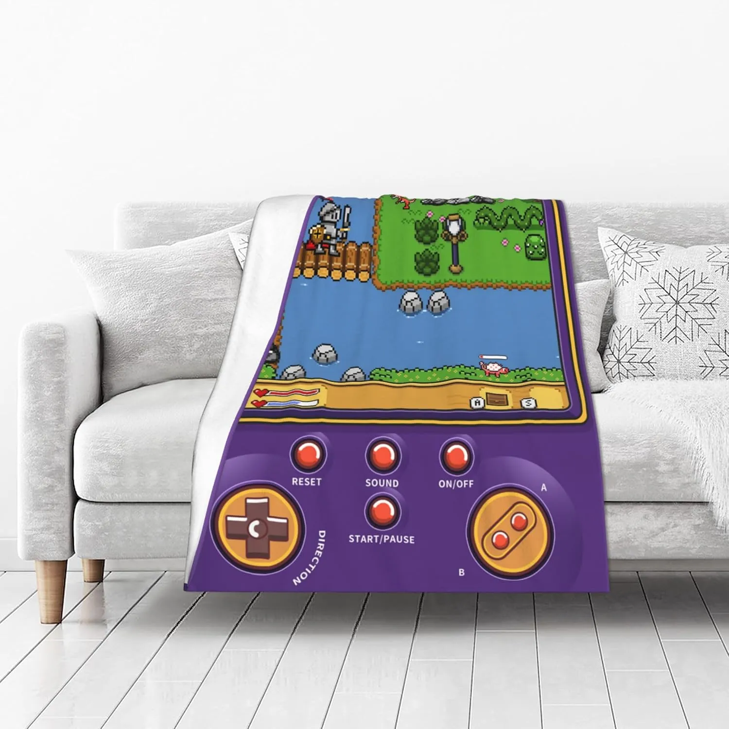 Throw Gameboy Gamer Plush Bed Blanket Lightweight Comfy Premium Flannel Warm Blanket Ultra-Soft Print Stitching Throw All Season Use S (50'x40')