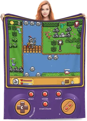 Throw Gameboy Gamer Plush Bed Blanket Lightweight Comfy Premium Flannel Warm Blanket Ultra-Soft Print Stitching Throw All Season Use S (50'x40')