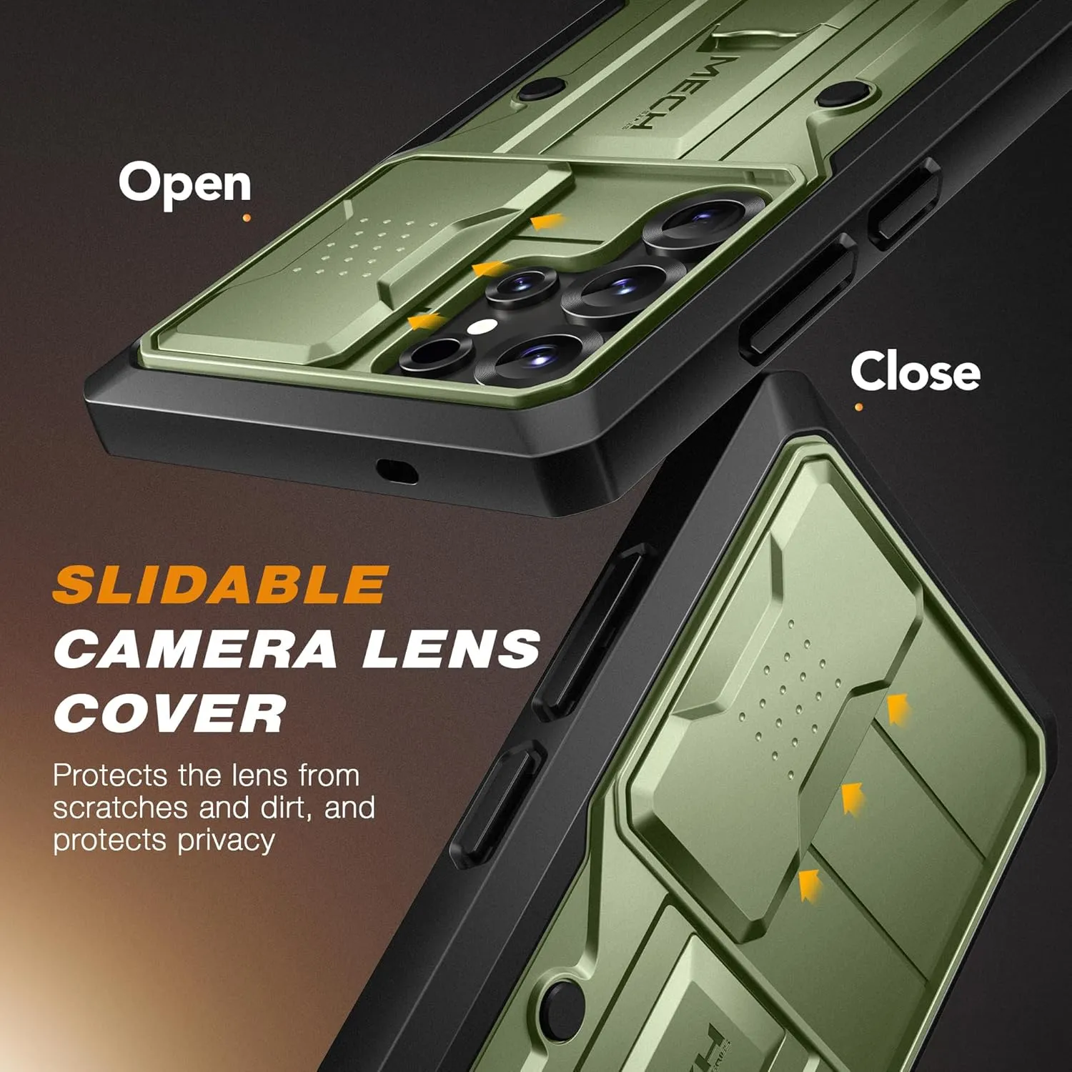 TONGATE for Samsung Galaxy S25 Ultra Case, [Built-in Slide Camera Cover & Screen Protector] [2 Front Frames] Full-Body Heavy Duty Shockproof S25 Ultra Phone Case with Stand & Belt Clip Holster, Green
