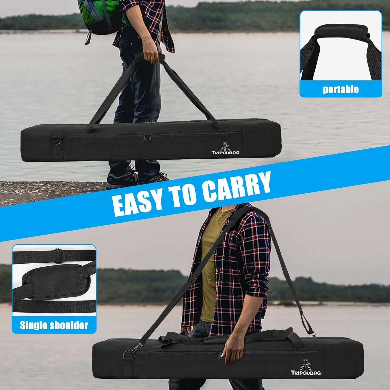 TORIBIO 50" Multifunctional Tripod Bag,Heavy Duty Tripod Carrying Case, Tripod Case for Music Stand,Mic Stand, Speakers Stand, Tripods, Lights, Boom Stand, Cameras, Monopods Stand