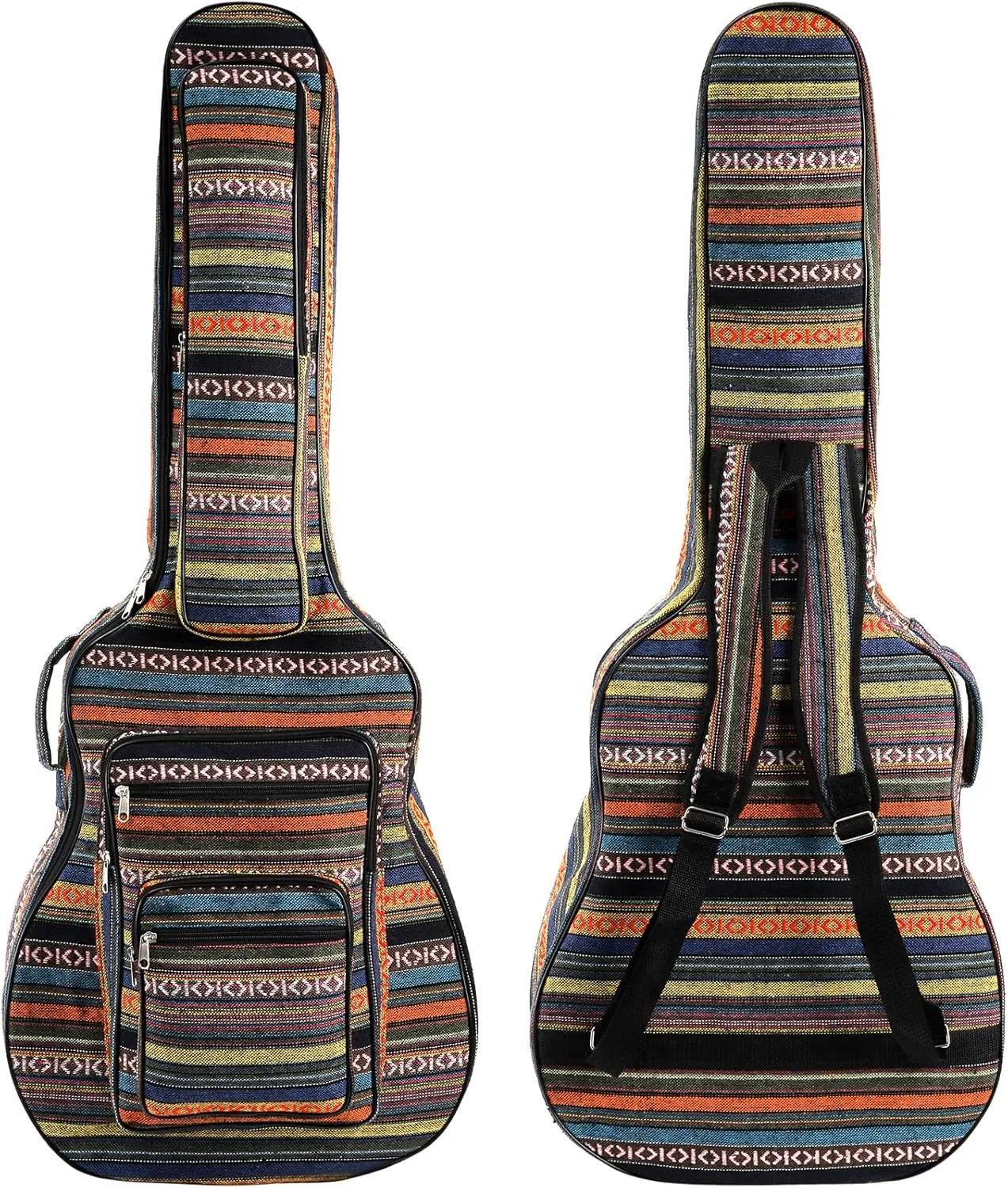 Tosnail 43 Inch Acoustic Guitar Gig Bag with Backpack Strap and 5 Pockets, Bohemian Vintage Guitar Storage Case Bag