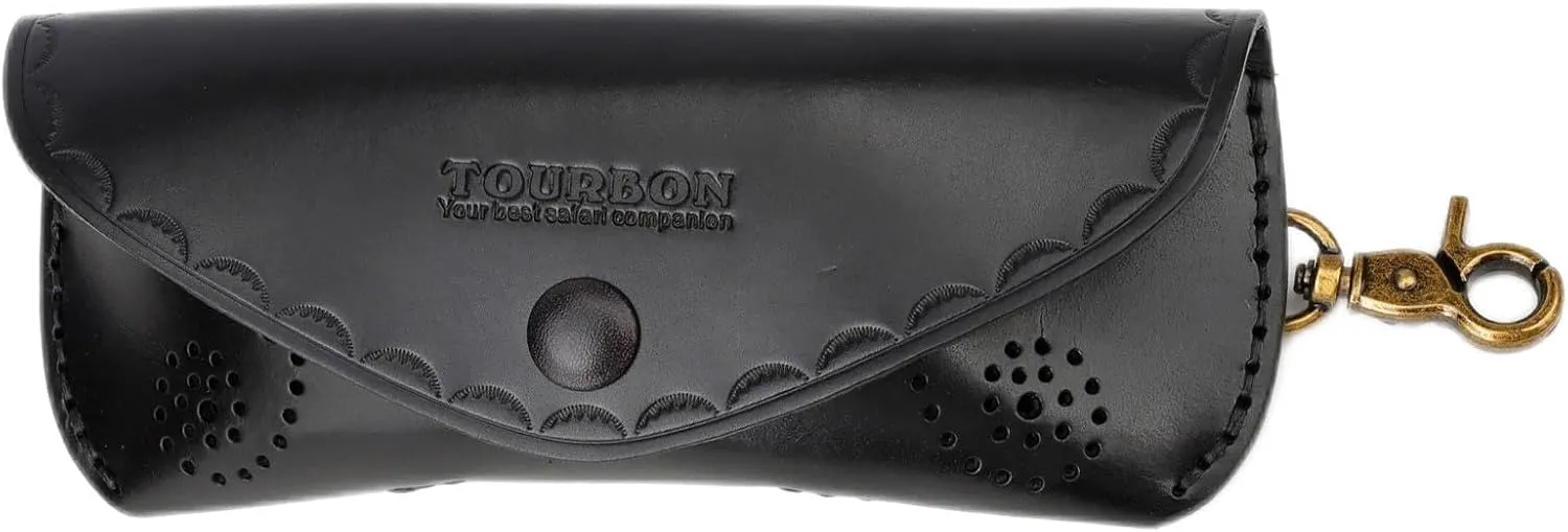 Tourbon Portable Leather Glasses Case Pouch Eyewear Eyeglasses Sunglasses Holder W/Trigger Snap Hook