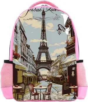 Travel Backpack,Work Backpack,Back Pack,Eiffel Tower Vintage Newspaper,Backpack
