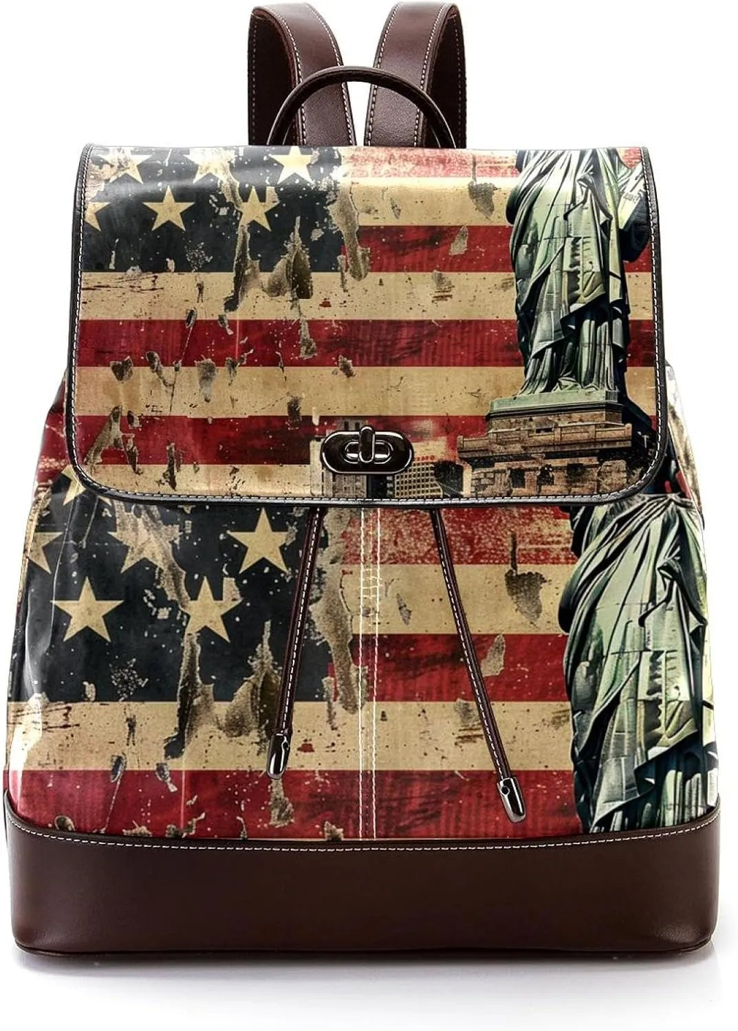 Travel Backpack,Work Backpack,Back Pack,Vintage American Flag Statue of Liberty,Backpack