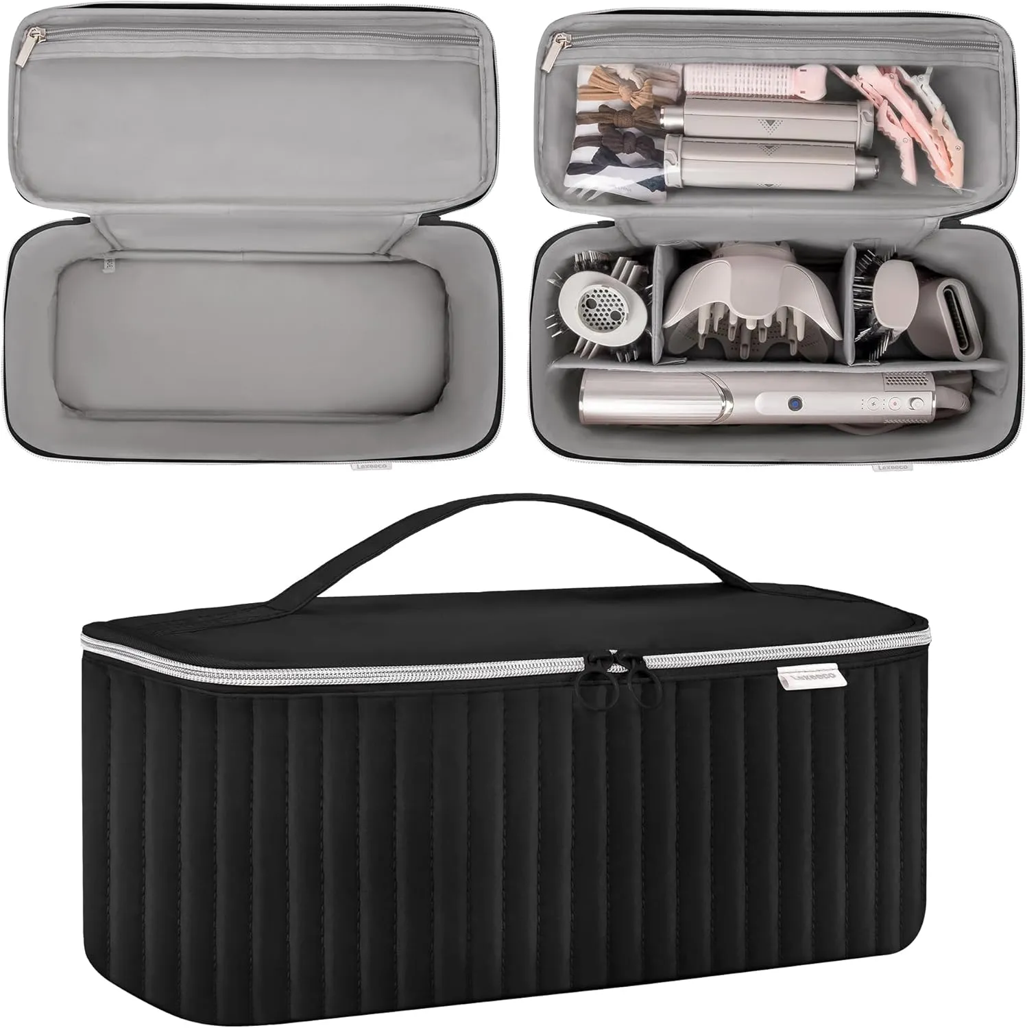 Travel Carrying Case for Hair Dryer Shark Flexstyle Dyson Airwrap Brush Hair Accessories Tools Storage Bag for Revlon Hairdryer Styler Organizer (Black)