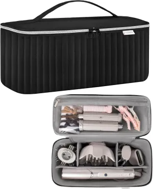 Travel Carrying Case for Hair Dryer Shark Flexstyle Dyson Airwrap Brush Hair Accessories Tools Storage Bag for Revlon Hairdryer Styler Organizer (Black)