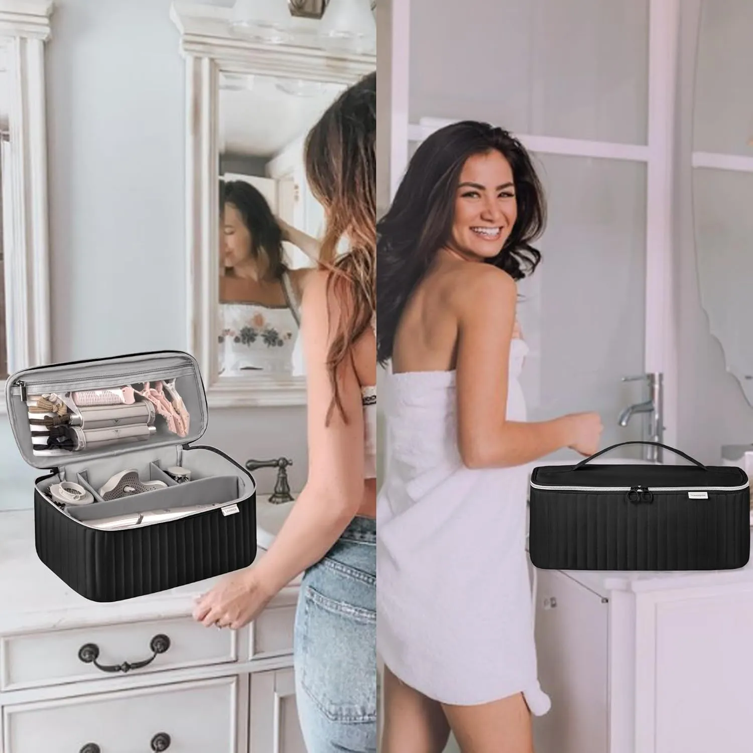 Travel Carrying Case for Hair Dryer Shark Flexstyle Dyson Airwrap Brush Hair Accessories Tools Storage Bag for Revlon Hairdryer Styler Organizer (Black)