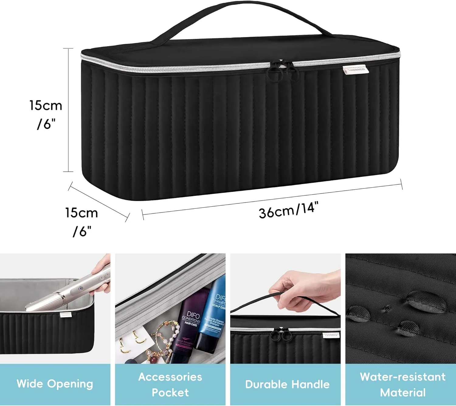 Travel Carrying Case for Hair Dryer Shark Flexstyle Dyson Airwrap Brush Hair Accessories Tools Storage Bag for Revlon Hairdryer Styler Organizer (Black)