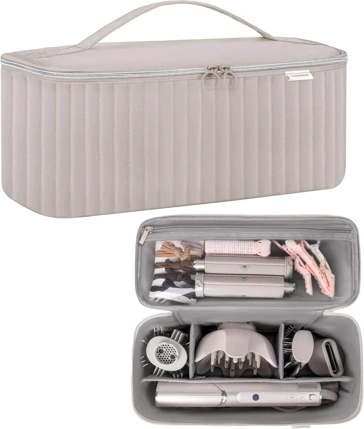 Travel Carrying Case for Hair Dryer Shark Flexstyle Dyson Airwrap Brush Hair Accessories Tools Storage Bag for Revlon Hairdryer Styler Organizer (Camel)