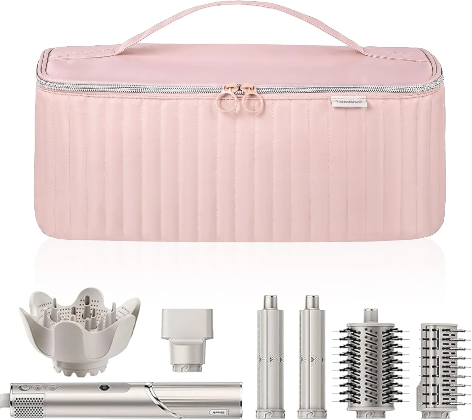 Travel Carrying Case for Hair Dryer Shark Flexstyle Dyson Airwrap Brush Hair Accessories Tools Storage Bag for Revlon Hairdryer Styler Organizer (Pink)