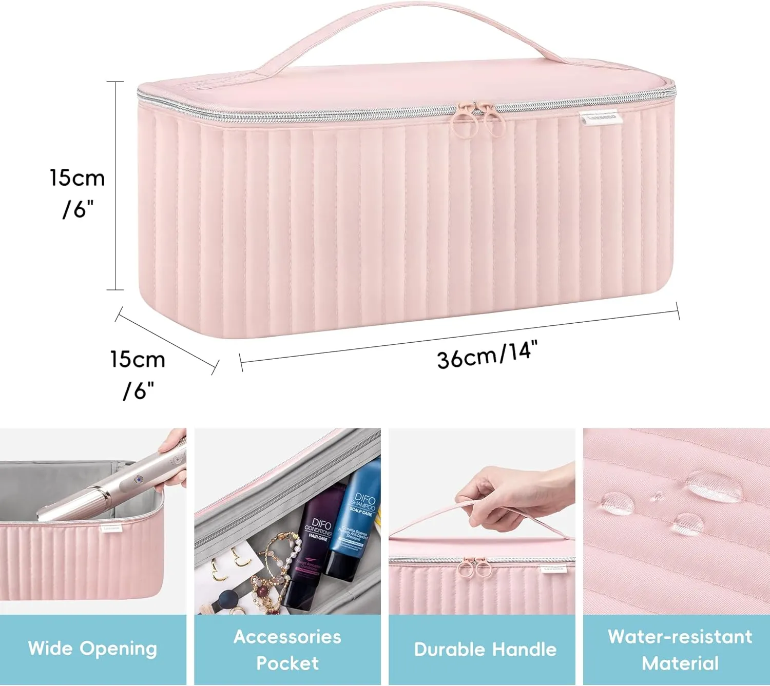 Travel Carrying Case for Hair Dryer Shark Flexstyle Dyson Airwrap Brush Hair Accessories Tools Storage Bag for Revlon Hairdryer Styler Organizer (Pink)