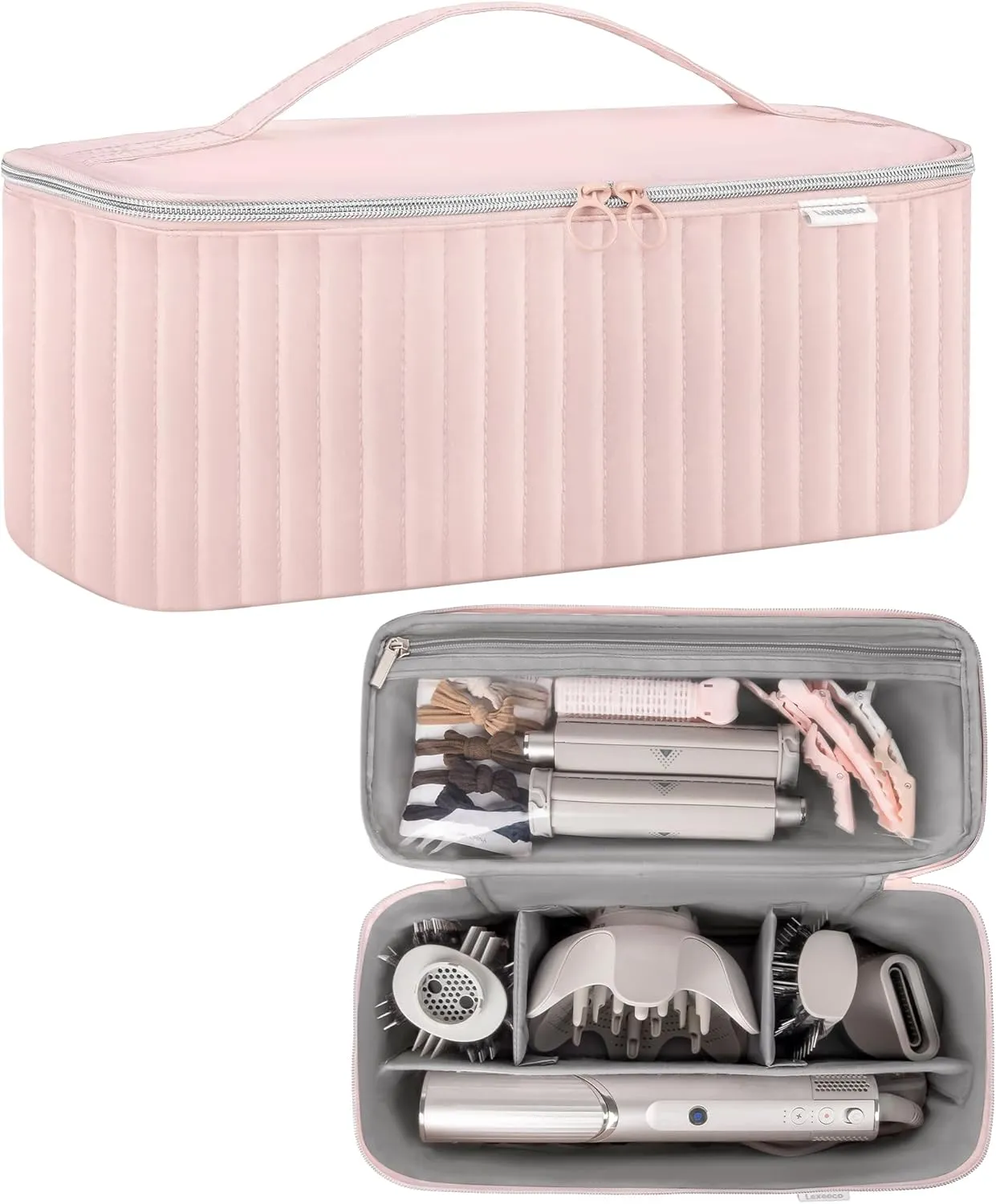 Travel Carrying Case for Hair Dryer Shark Flexstyle Dyson Airwrap Brush Hair Accessories Tools Storage Bag for Revlon Hairdryer Styler Organizer (Pink)