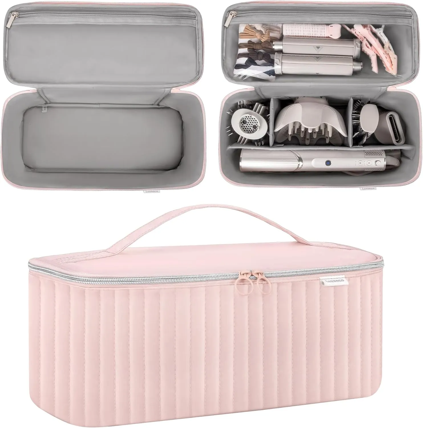 Travel Carrying Case for Hair Dryer Shark Flexstyle Dyson Airwrap Brush Hair Accessories Tools Storage Bag for Revlon Hairdryer Styler Organizer (Pink)