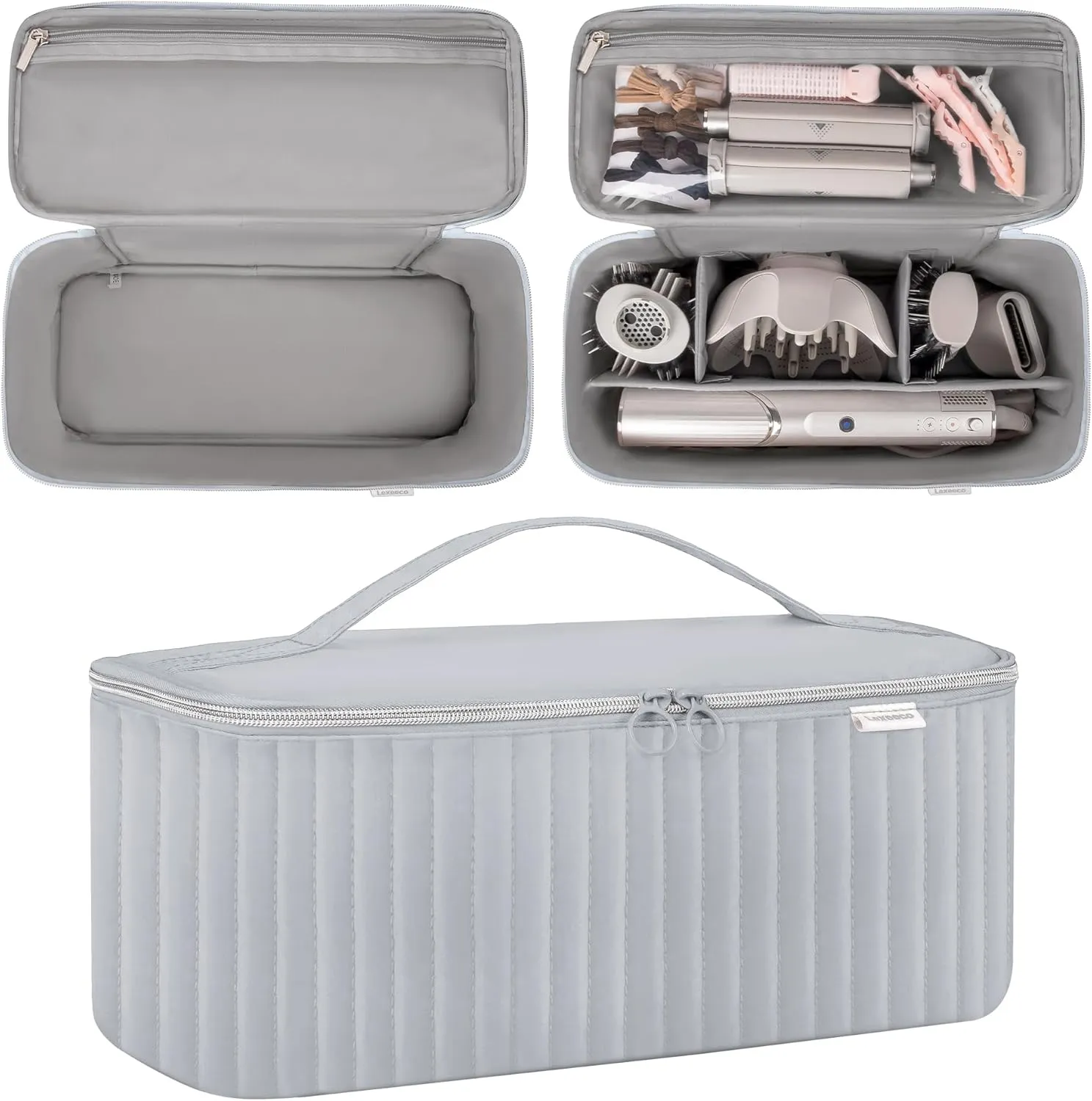 Travel Carrying Case for Hair Dryer Shark Flexstyle Dyson Airwrap Brush Hair Accessories Tools Storage Bag for Revlon Hairdryer Styler Organizer (Silver Gray)