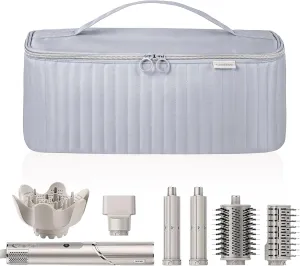 Travel Carrying Case for Hair Dryer Shark Flexstyle Dyson Airwrap Brush Hair Accessories Tools Storage Bag for Revlon Hairdryer Styler Organizer (Silver Gray)