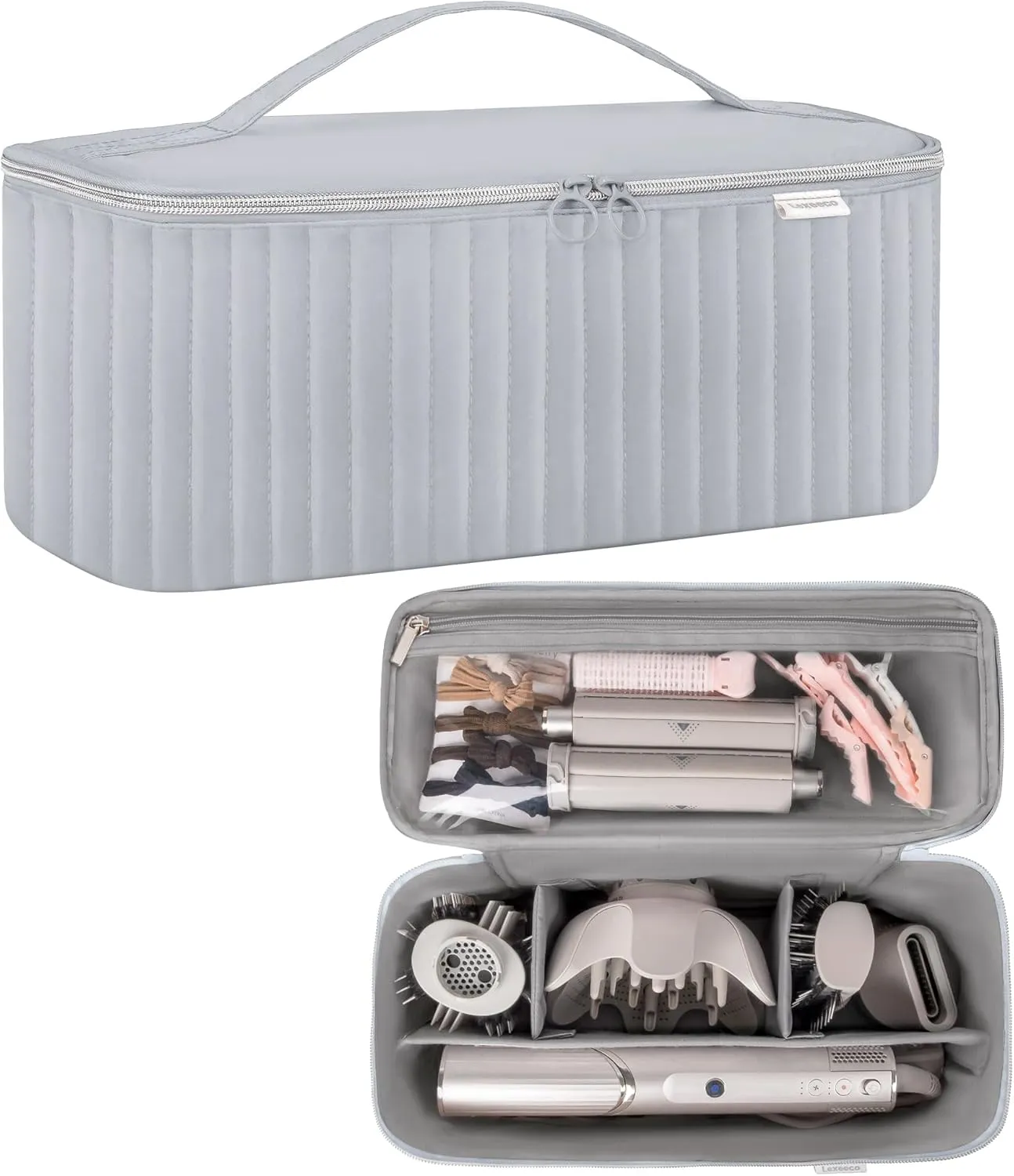 Travel Carrying Case for Hair Dryer Shark Flexstyle Dyson Airwrap Brush Hair Accessories Tools Storage Bag for Revlon Hairdryer Styler Organizer (Silver Gray)