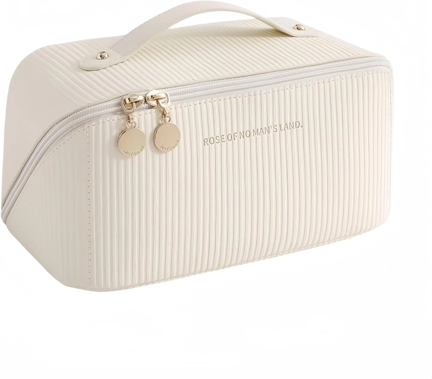 Travel Makeup Bag cosmetic bag Portable Makeup storage Bag toiletry Bag essentials Large capacity double zipper design stripe cosmetics case