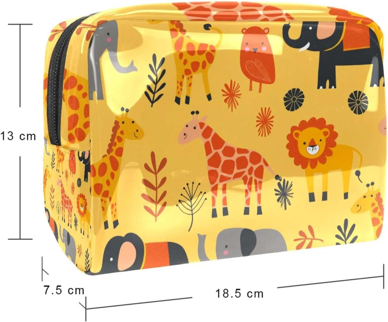 Travel Makeup Bag Elephant Giraffe Lion Cosmetic Bag Waterproof Toiletry Bag Portable Pouch For Women 7.3x3x5.1in