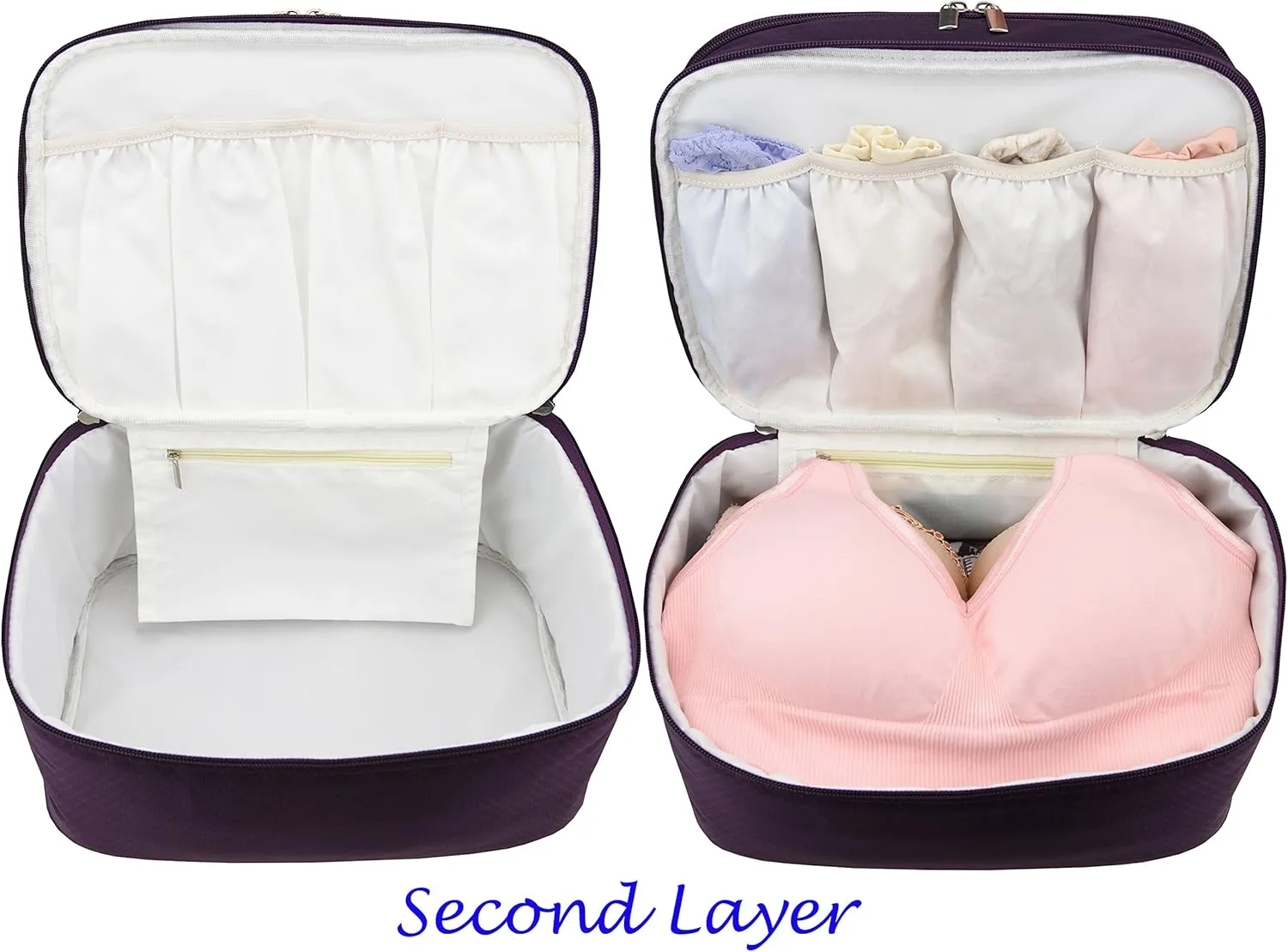 Travel Organizer Underwear Bag - Large Double Layer Packing Storage Bag – Fits Large Bra, Socks, Underpants, Cosmetic, Toiletry kit