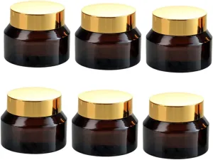 Travel-sized Facial Cream Bottles 6 Piece Mini Glass Jars Lids for Cosmetics Refills