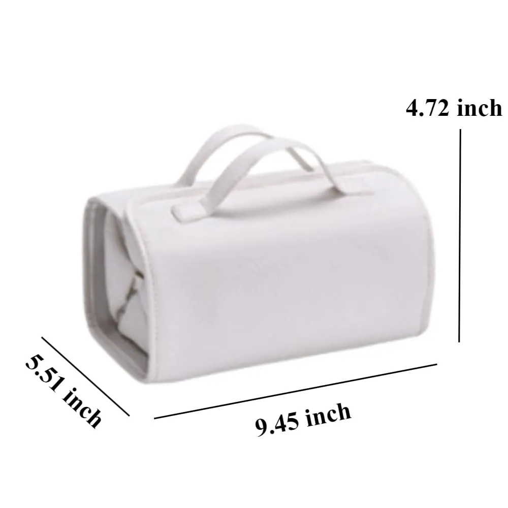 Travel Toiletry Bag 4 Detachable Clear Multi Compartment Hanging Makeup Bag Leather 4 in 1 Roll Up Large Capacity Compact Waterproof Foldable Cosmetic Bag (White)