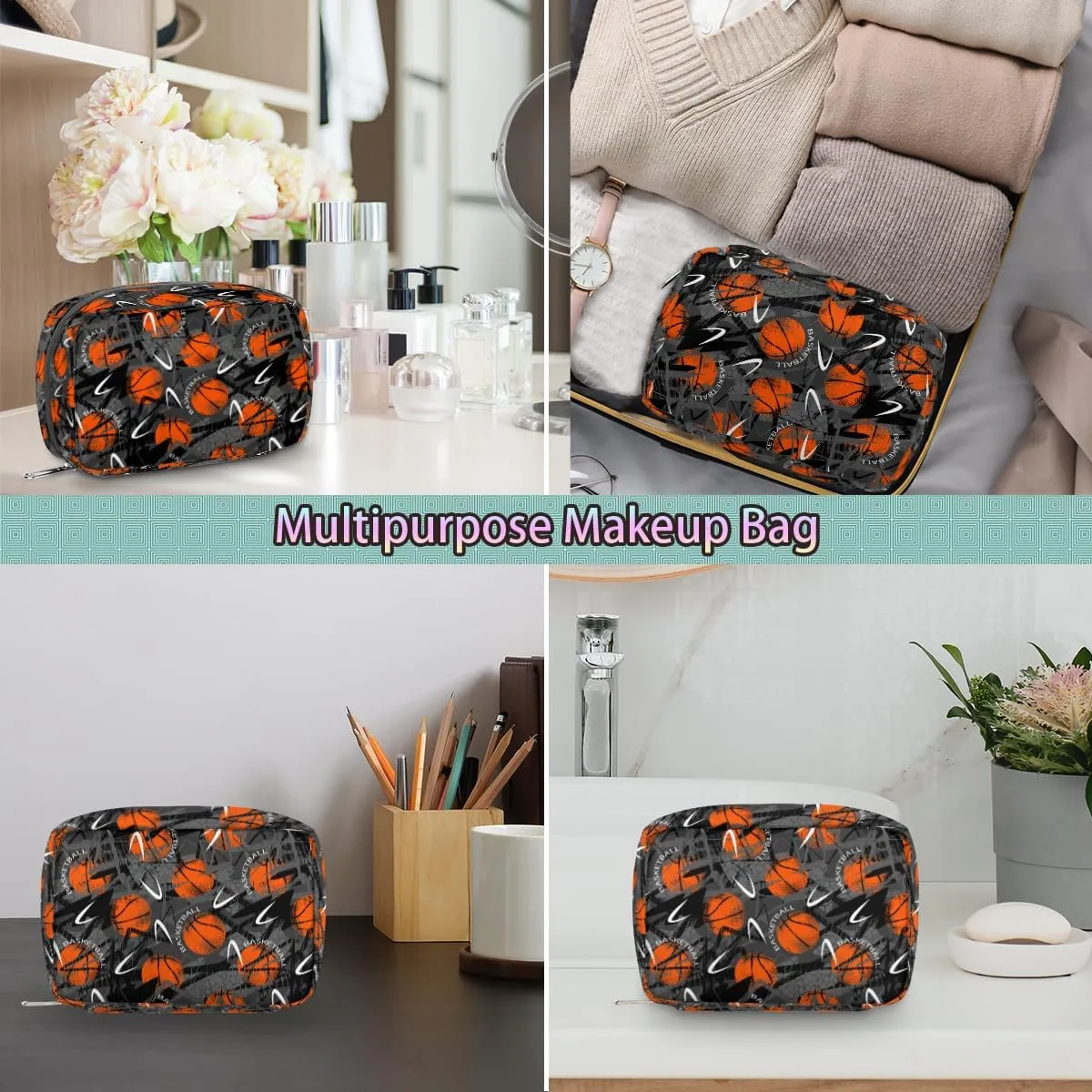 Travel Toiletry Bag for Boys Men, Waterproof Small Dopp Kit for Women, Basketball Shaving Bag with Large Capacity for Travel,Sports Shower
